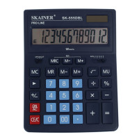 Калькулятор настольный большой, 12-разрядный, SKAINER SK-555BL, 2 питание, 2 память, 155 x 205 x 35 мм, синий